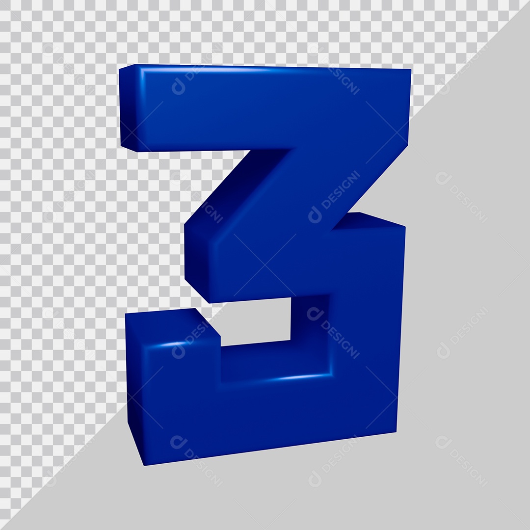 Elemento 3D Para Composição Número 3 Azul PSD