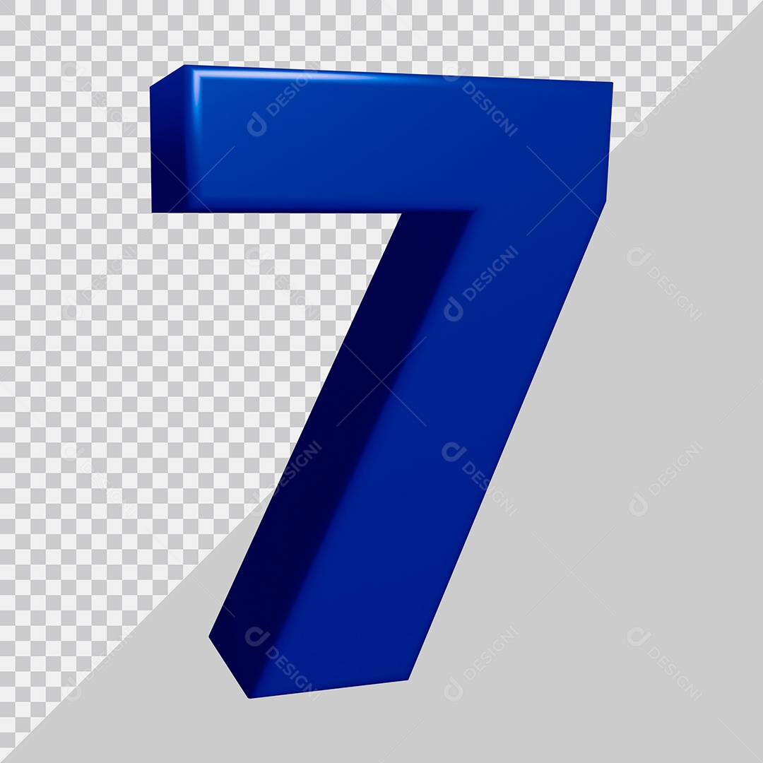 Elemento 3D Para Composição Número 7 Azul PSD