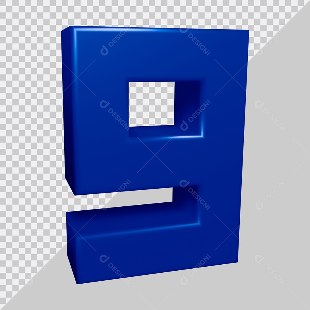 Elemento 3D Para Composição Número 9 Azul PSD