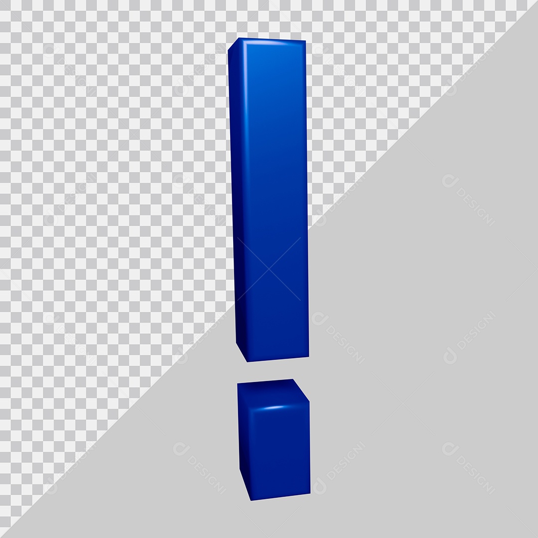 Elemento 3D Para Composição Símbolo de Ponto de Exclamação Azul PSD