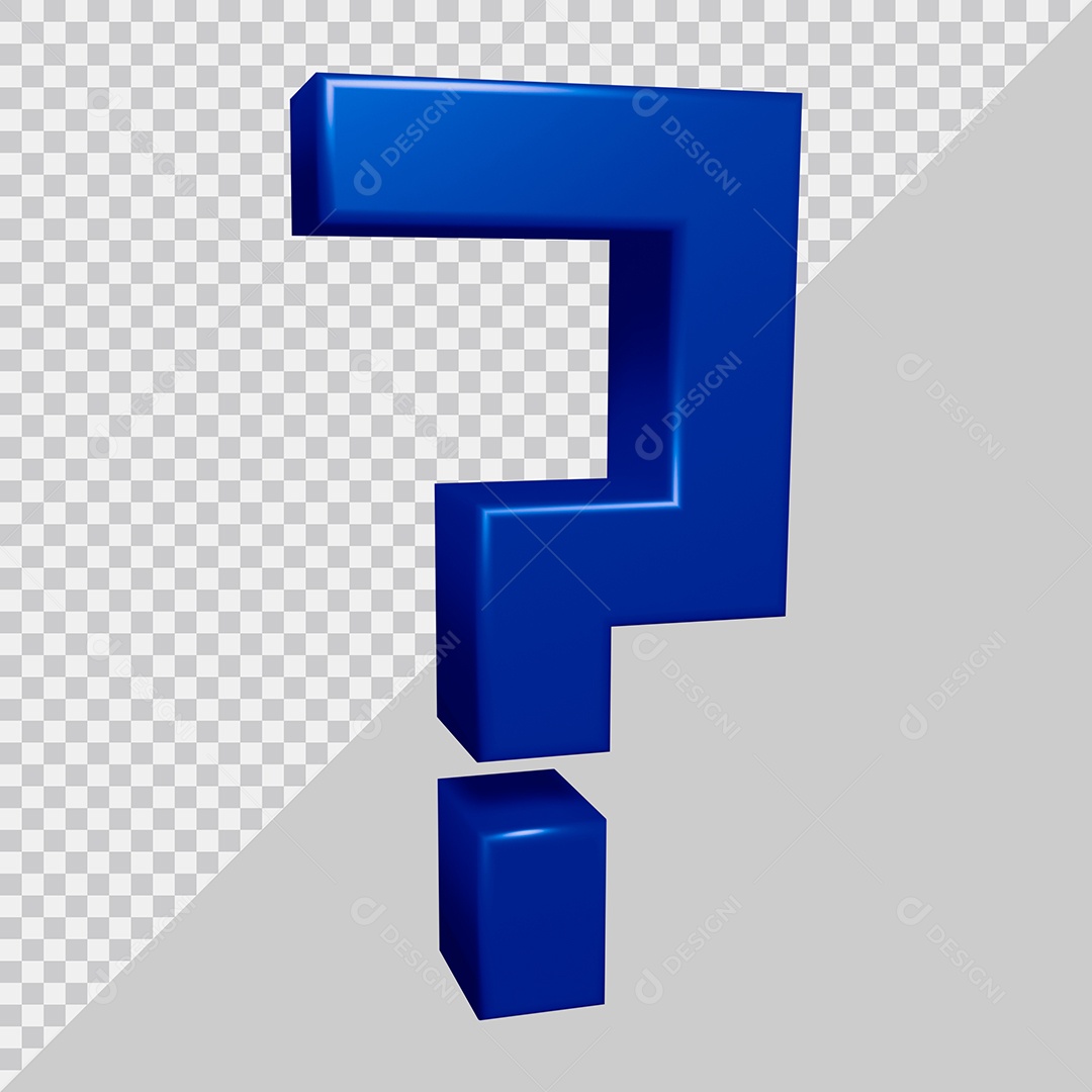 Elemento 3D Para Composição Símbolo de ponto de interrogação Azul PSD