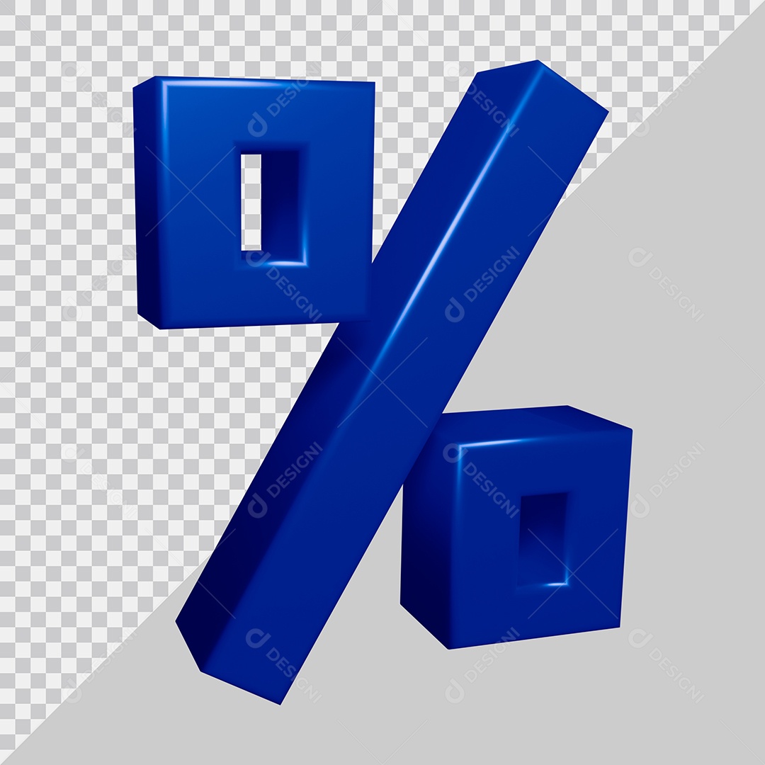 Elemento 3D Para Composição Símbolo de Porcentagem Azul PSD