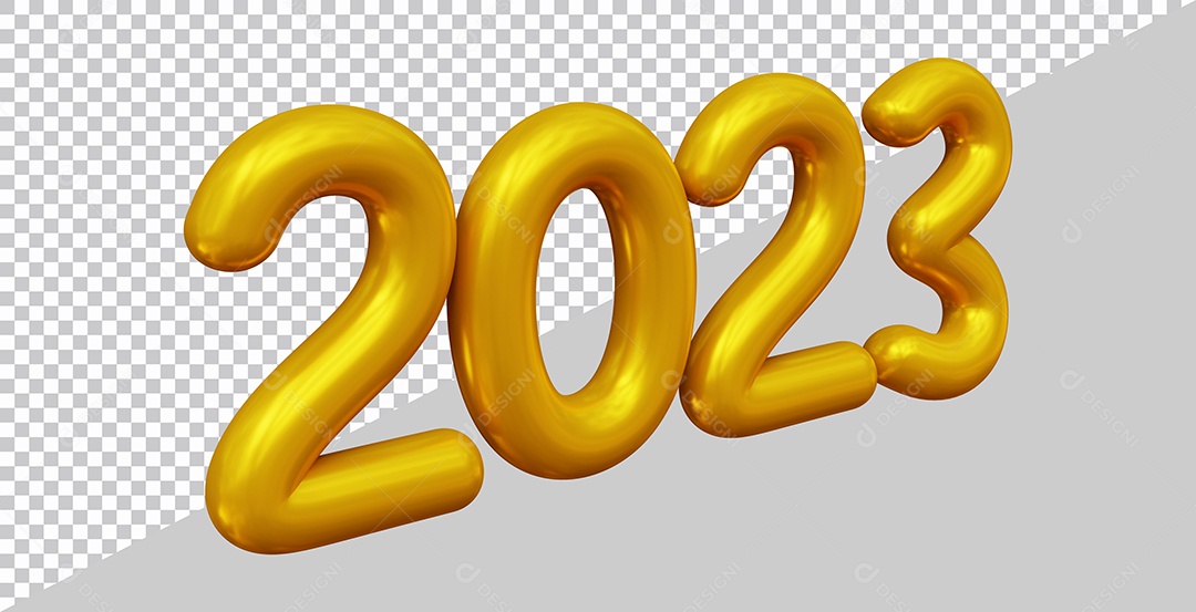 Feliz Ano Novo Número 2023 Dourado Ilustração 3D PSD