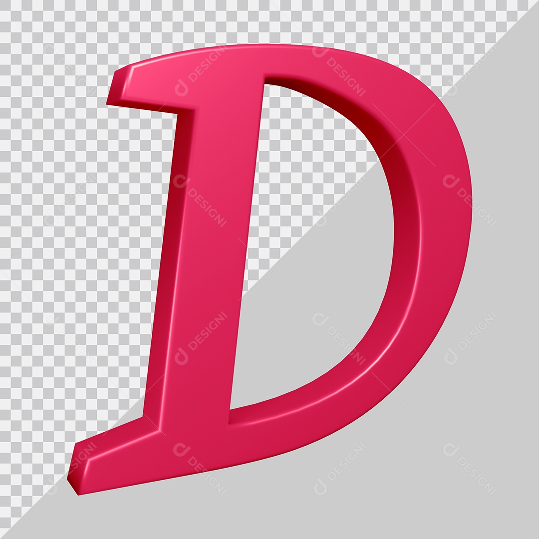 Elemento 3D Para Composição Letra D Rosa PSD