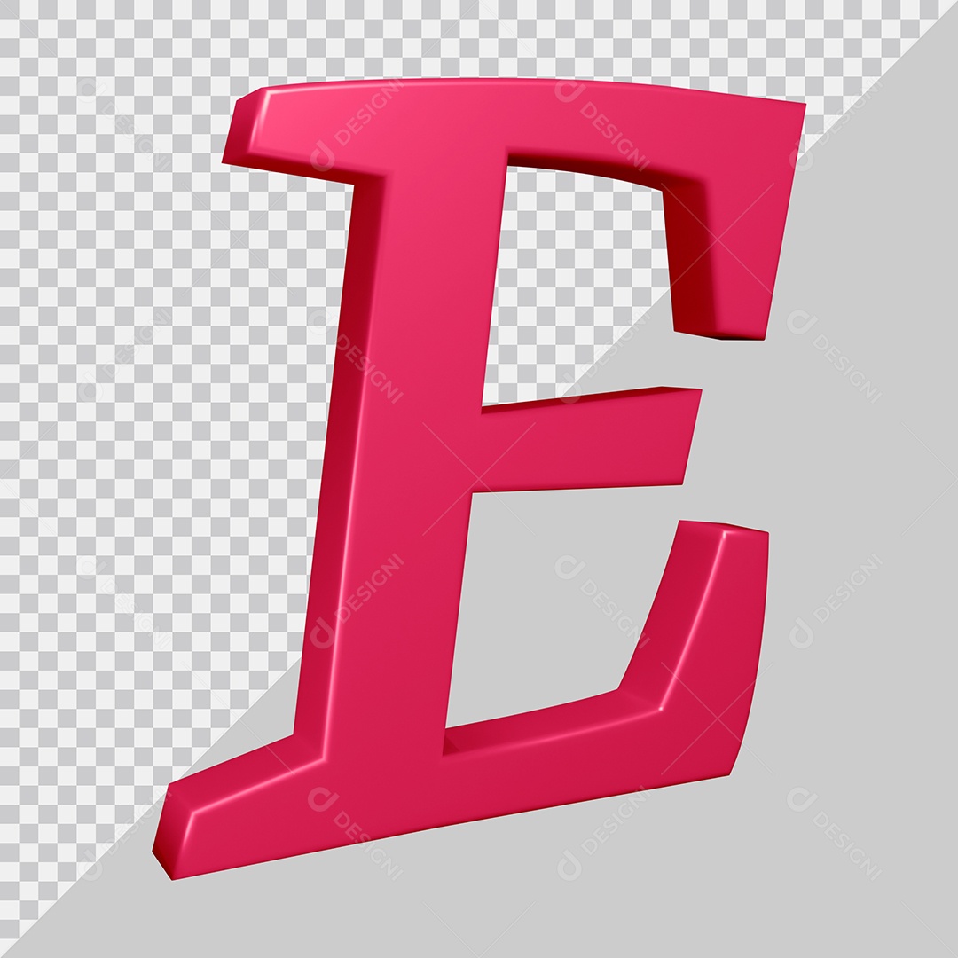 Elemento 3D Para Composição Letra E Rosa PSD