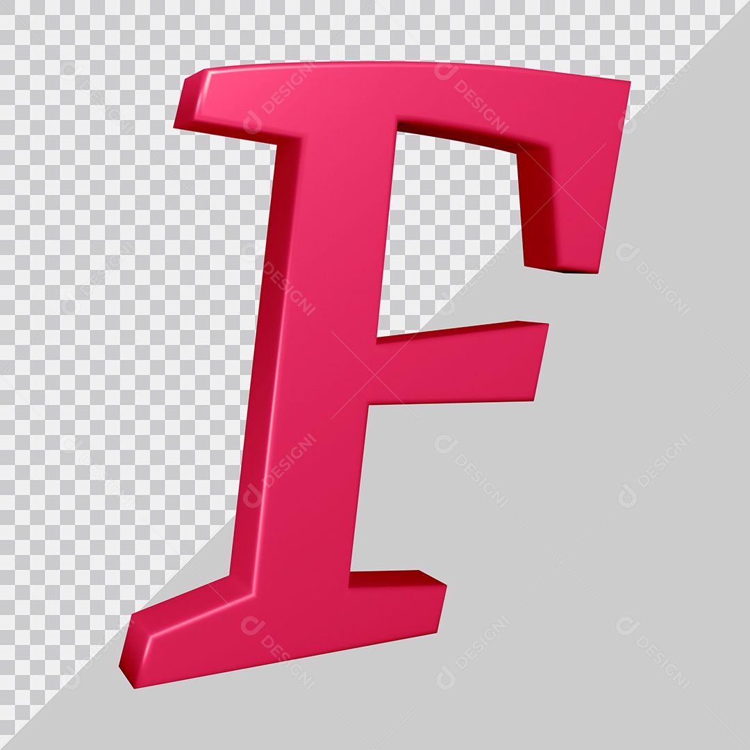 Elemento 3D Para Composição Letra F Rosa PSD