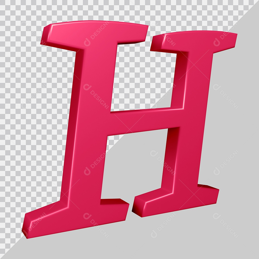 Elemento 3D Para Composição Letra H Rosa PSD