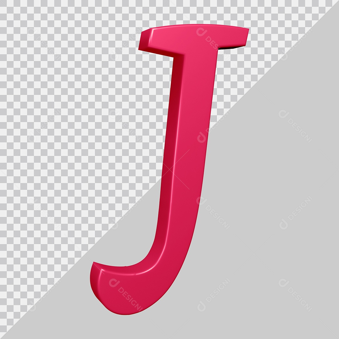 Elemento 3D Para Composição Letra J Rosa PSD
