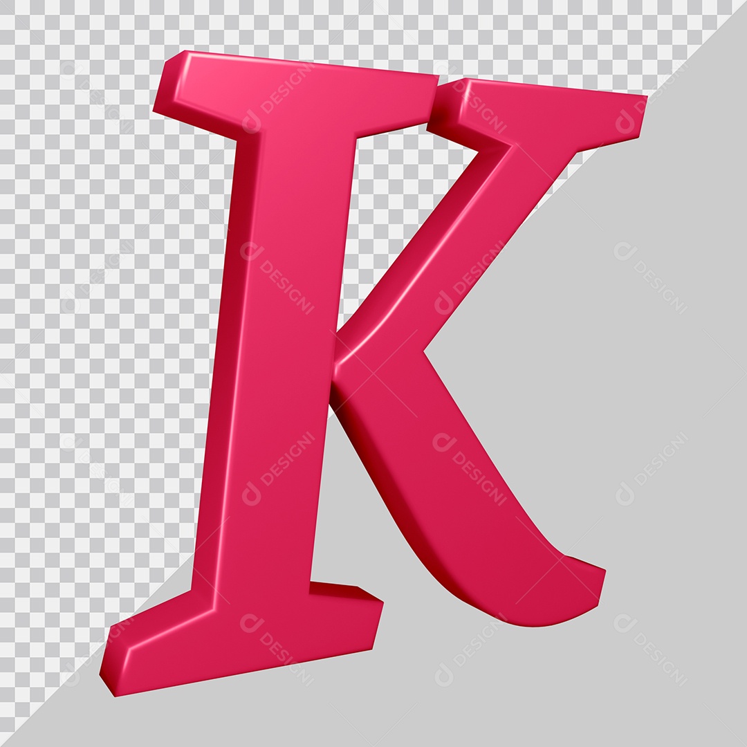 Elemento 3D Para Composição Letra K Rosa PSD