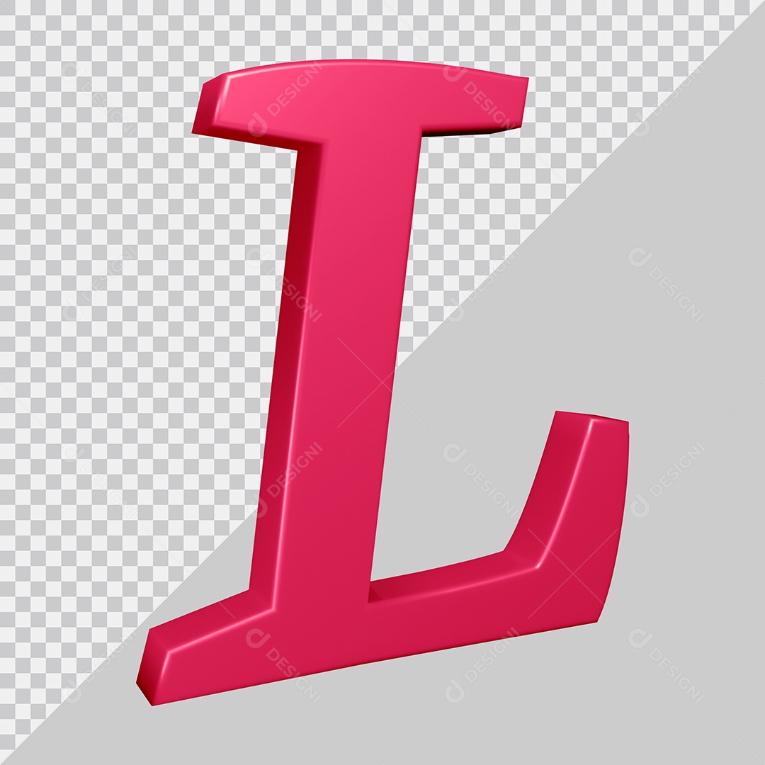 Elemento 3D Para Composição Letra L Rosa PSD