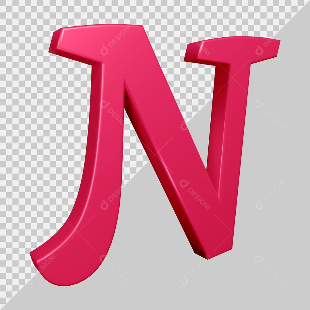 Elemento 3D Para Composição Letra N Rosa PSD