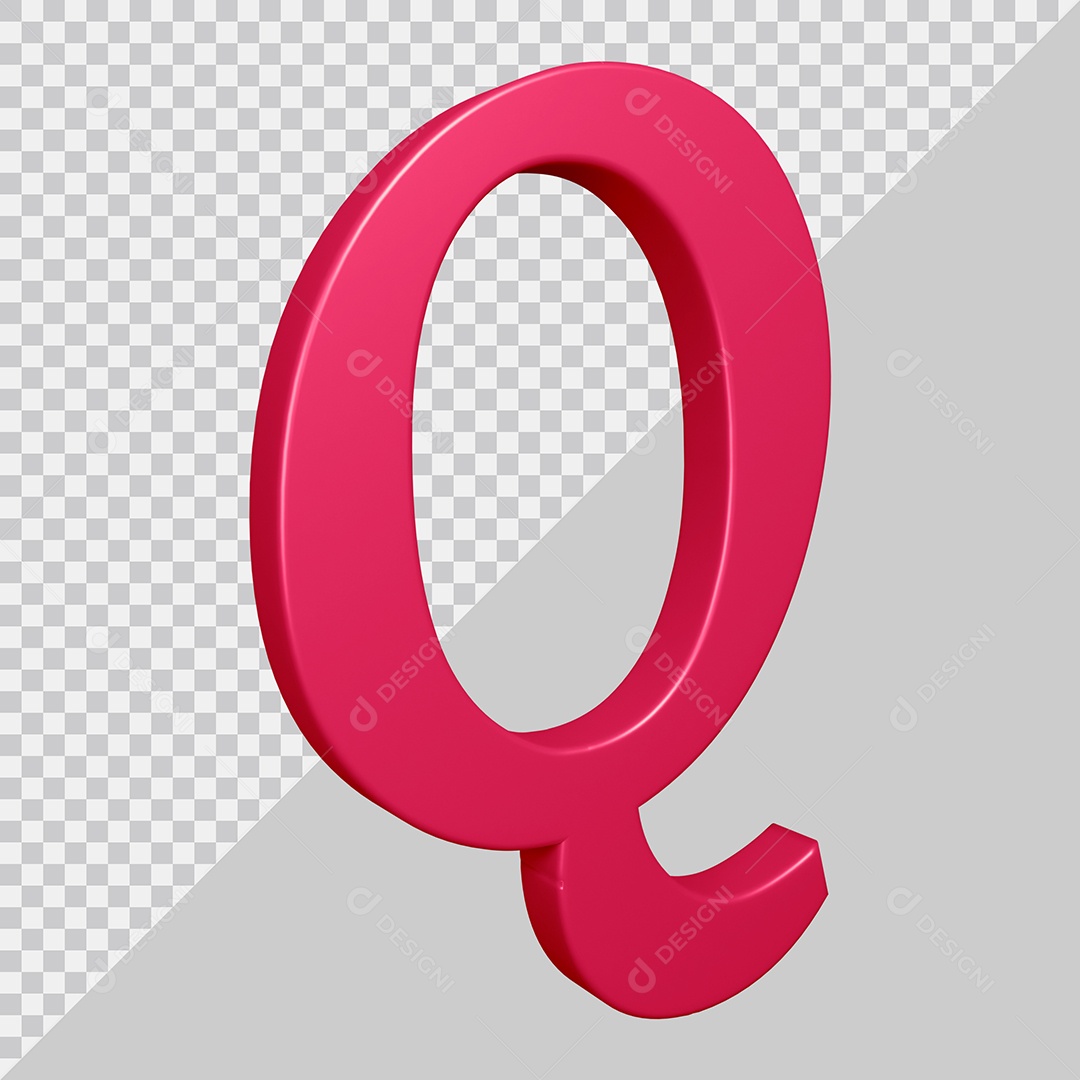 Elemento 3D Para Composição Letra Q Rosa PSD