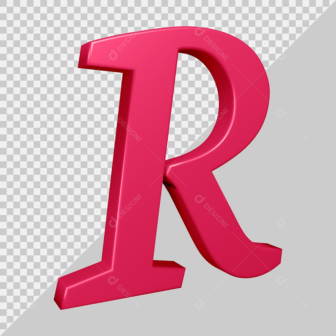 Elemento 3D Para Composição Letra R Rosa PSD