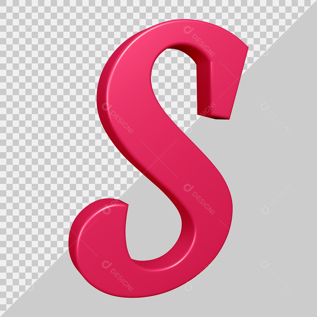 Elemento 3D Para Composição Letra S Rosa PSD