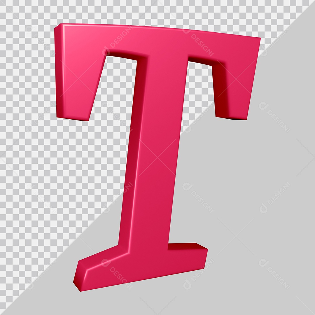 Elemento 3D Para Composição Letra T Rosa PSD