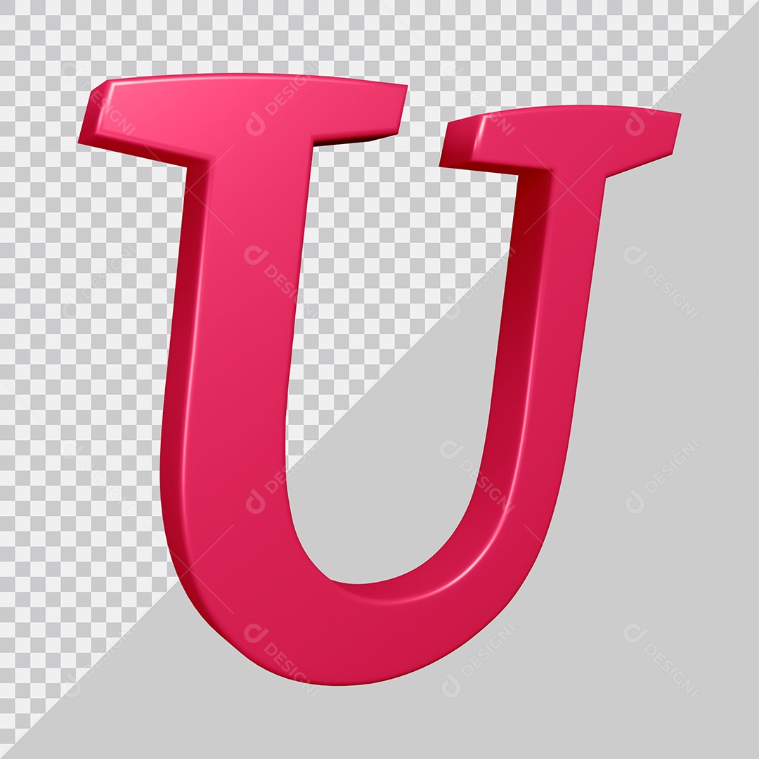Elemento 3D Para Composição Letra U Rosa PSD