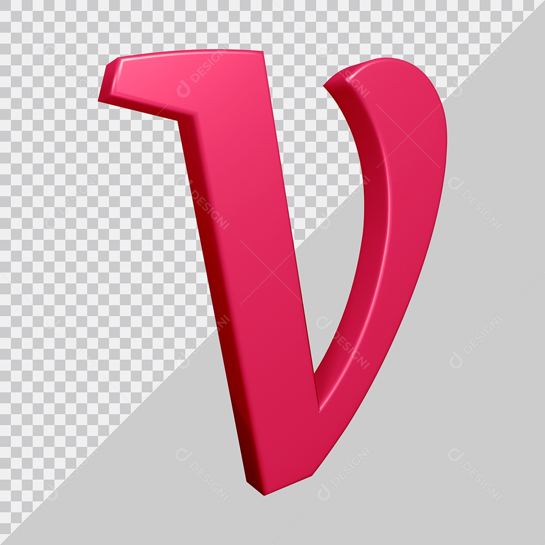 Elemento 3D Para Composição Letra V Rosa PSD