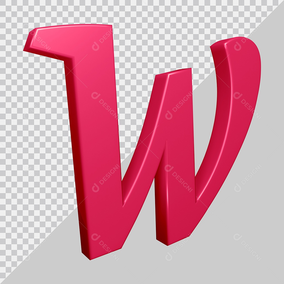 Elemento 3D Para Composição Letra W Rosa PSD