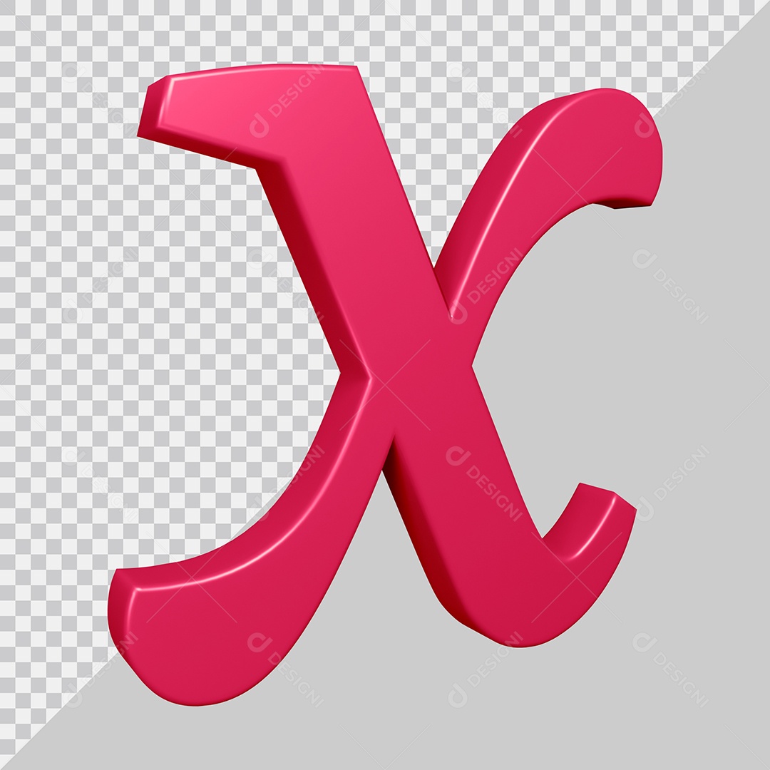 Elemento 3D Para Composição Letra X Rosa PSD