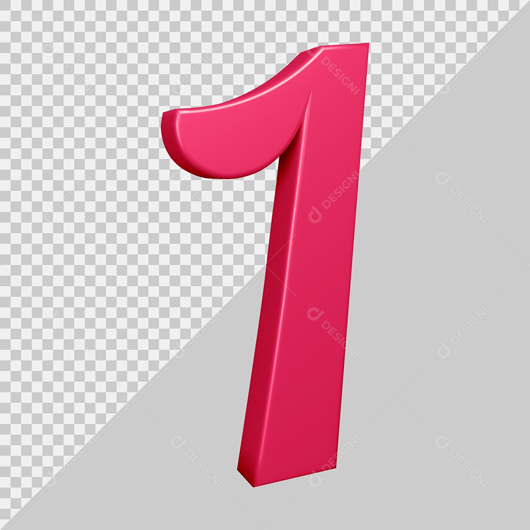 Elemento 3D Para Composição Número 1 Rosa PSD