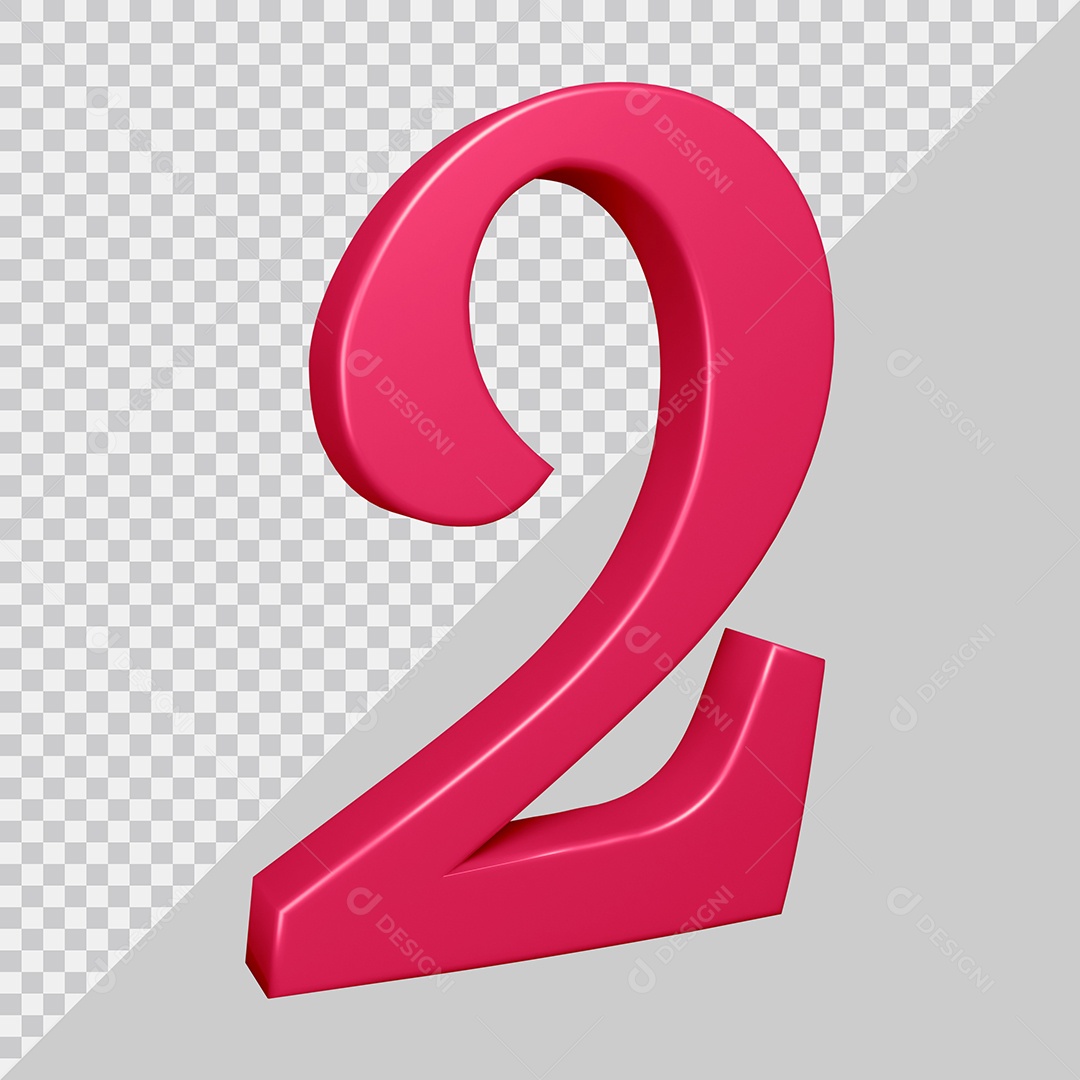 Elemento 3D Para Composição Número 2 Rosa PSD