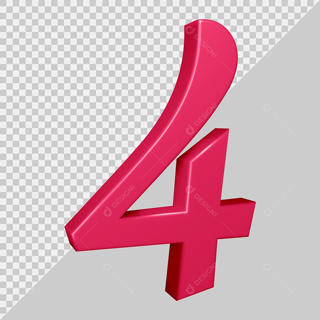 Elemento 3D Para Composição Número 4 Rosa PSD