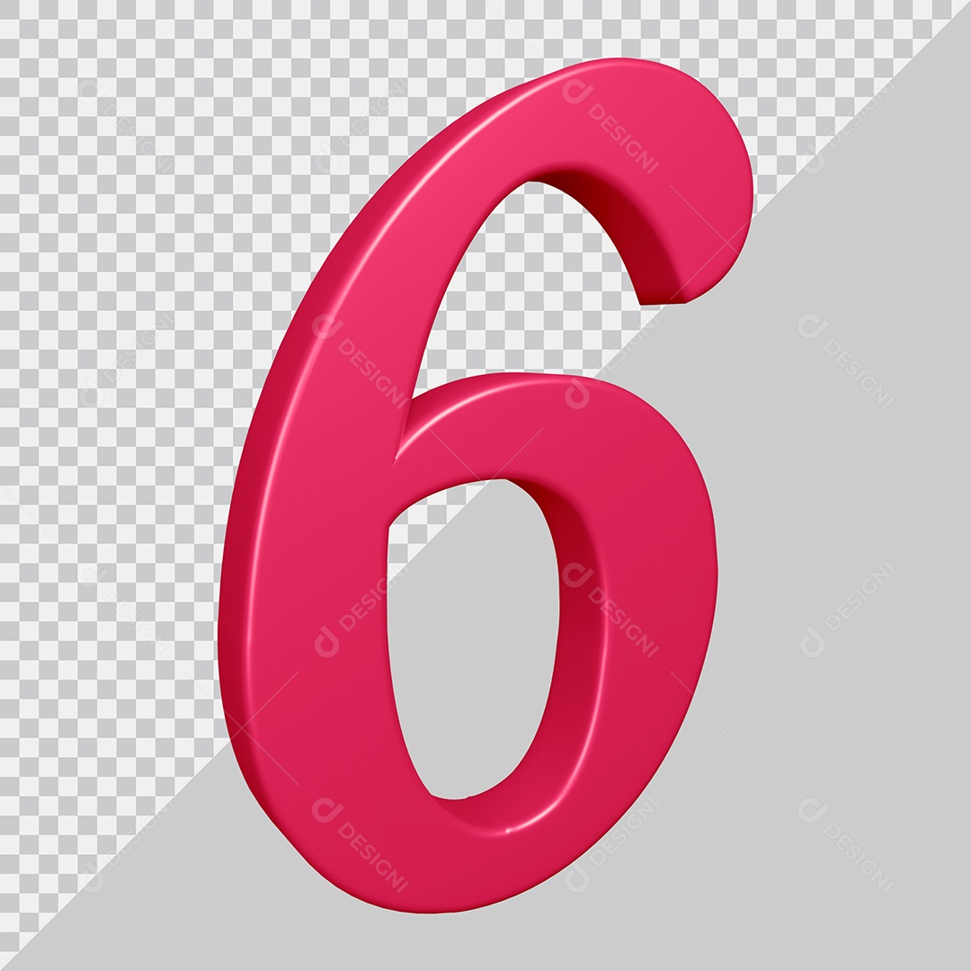 Elemento 3D Para Composição Número 6 Rosa PSD