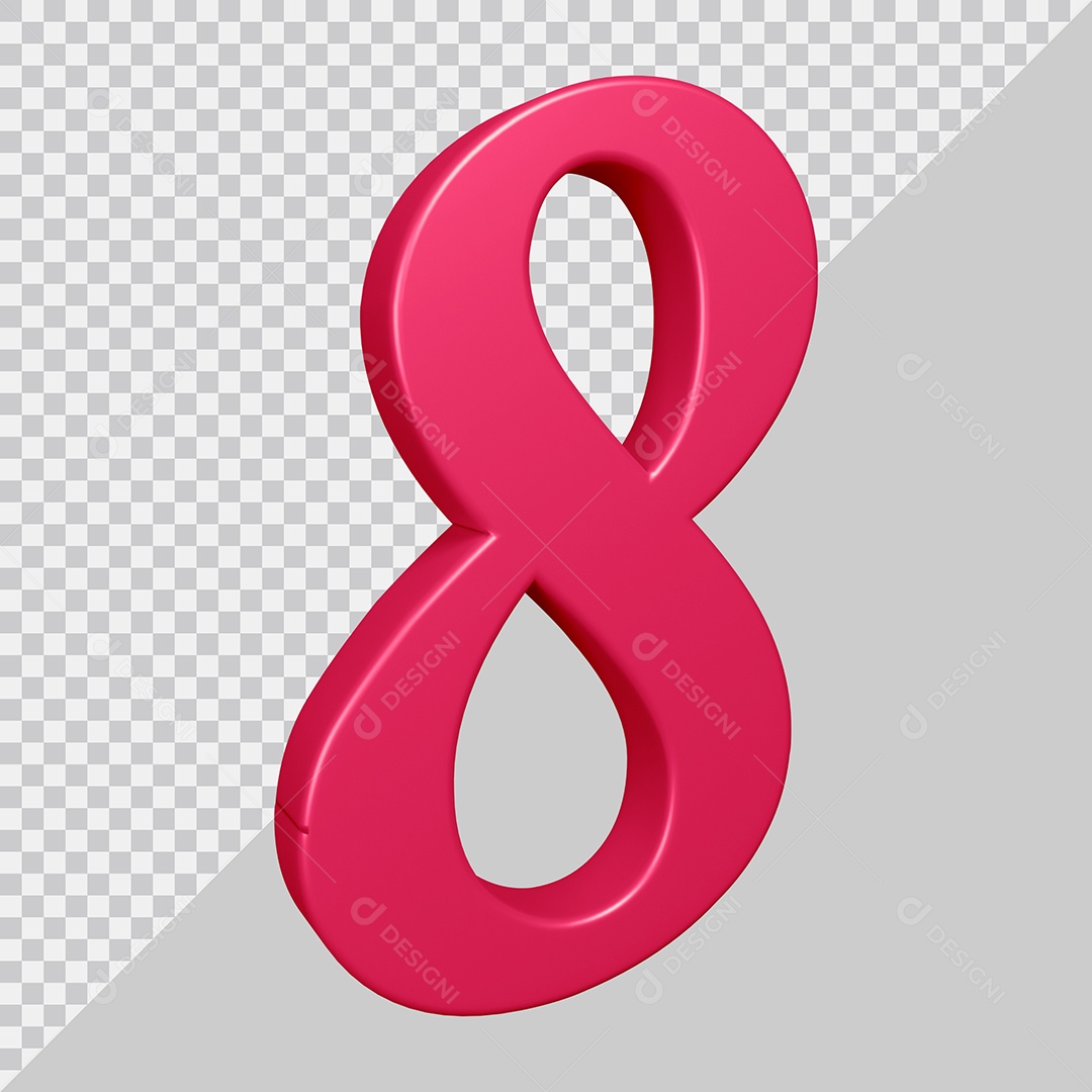 Elemento 3D Para Composição Número 8 Rosa PSD