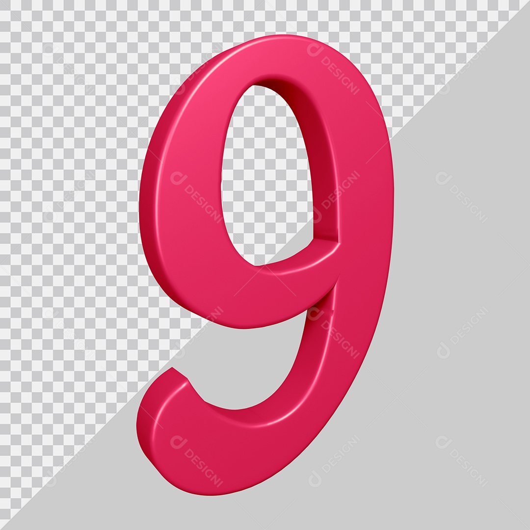 Elemento 3D Para Composição Número 9 Rosa