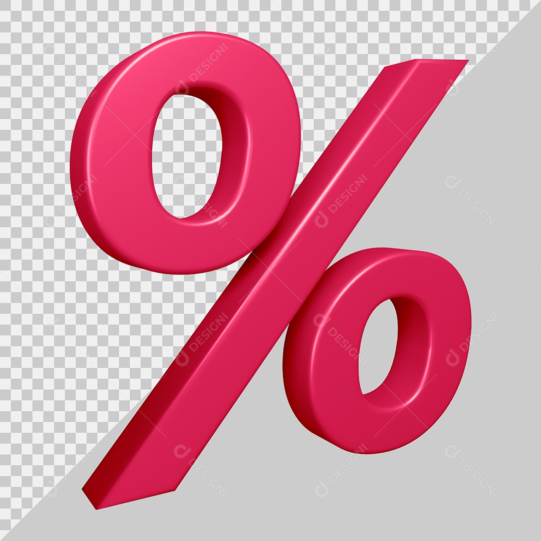 Elemento 3D Para Composição Símbolo de Porcentagem Rosa PSD