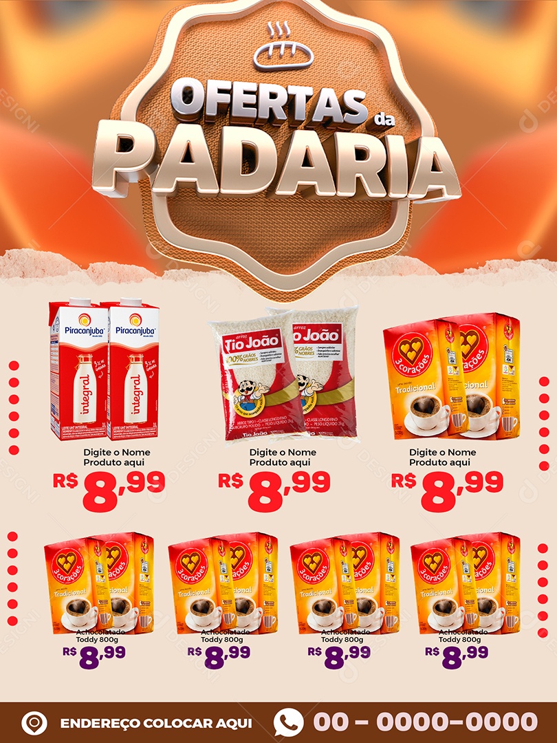 Encarte Ofertas Da Padaria Venha Conferir Nossas Promoções Social Media PSD Editável