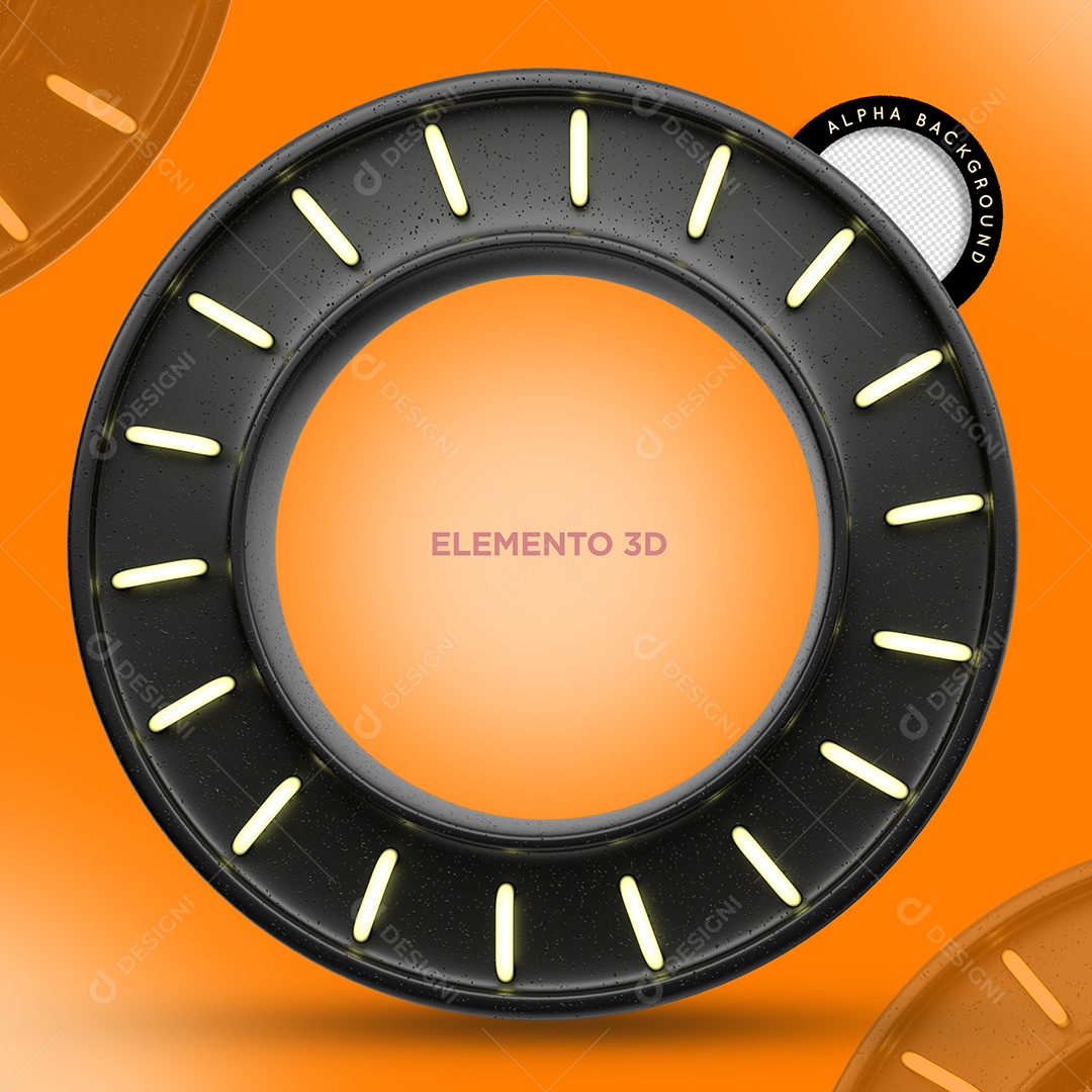 Elemento 3D Para Composição Selo Preto Com Luzes PSD