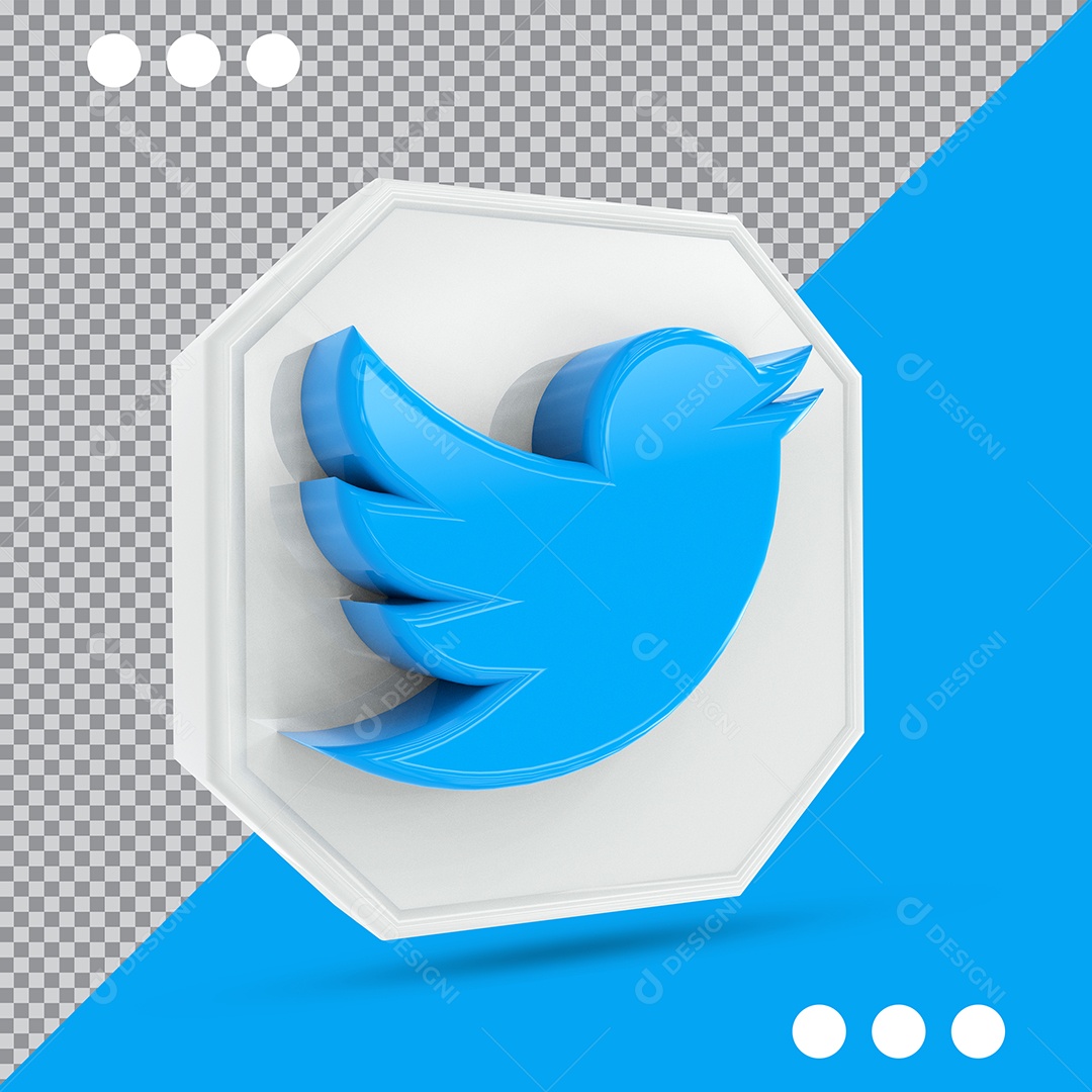 Twitter Elemento 3D Para Composição PSD