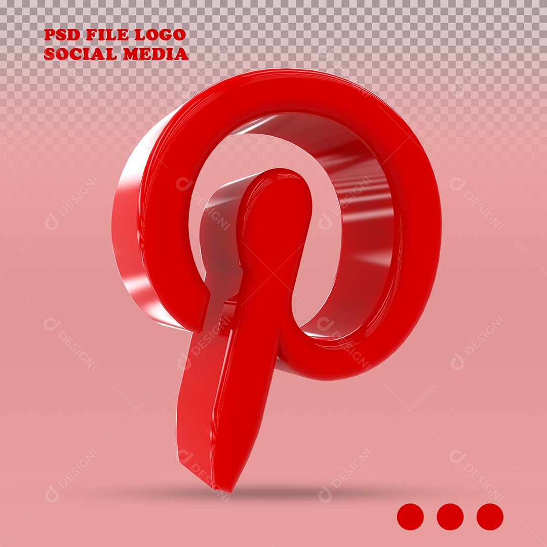 Pinterest 3D Ícone Elemento Para Composição PSD