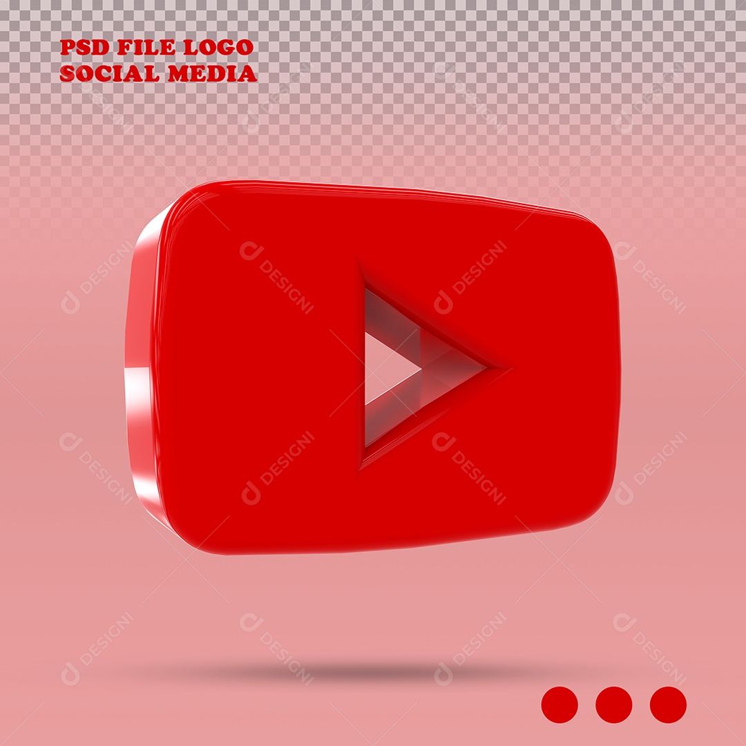 Youtube Ícone 3D Para Composição PSD