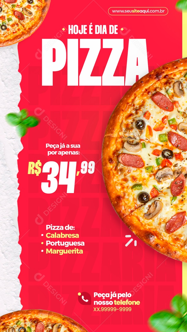 Hoje é Dia De Pizza Peça Já a Sua Social Media PSD Editável