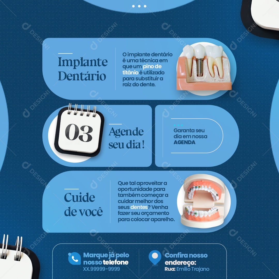 Post Dentista Agende A Sua Consulta Cuide Bem De Você Social Media PSD Editável
