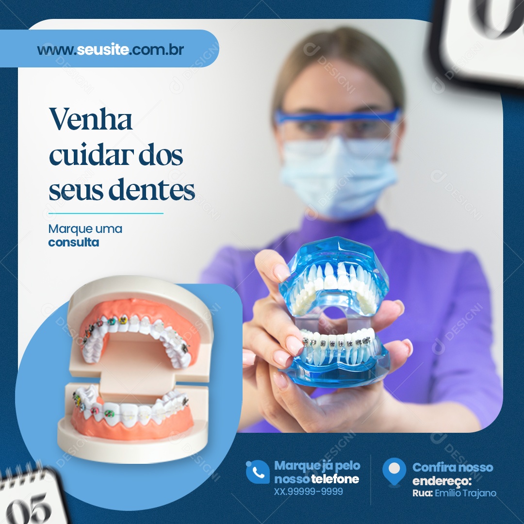 Post Dentista Agende A Sua Consulta Cuide Bem De Você Social Media PSD Editável