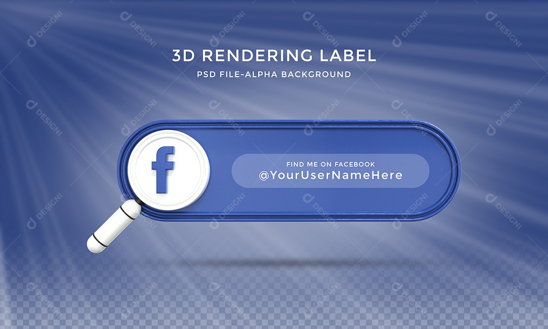Perfil do Facebook Tag para Redes Sociais Elemento 3D para Composição PSD