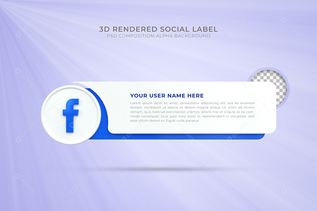 Perfil do Facebook Tag para Redes Sociais Elemento 3D para Composição PSD
