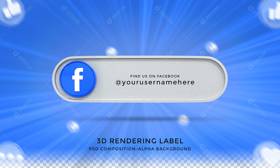 Perfil do Facebook Tag para Redes Sociais Elemento 3D para Composição PSD