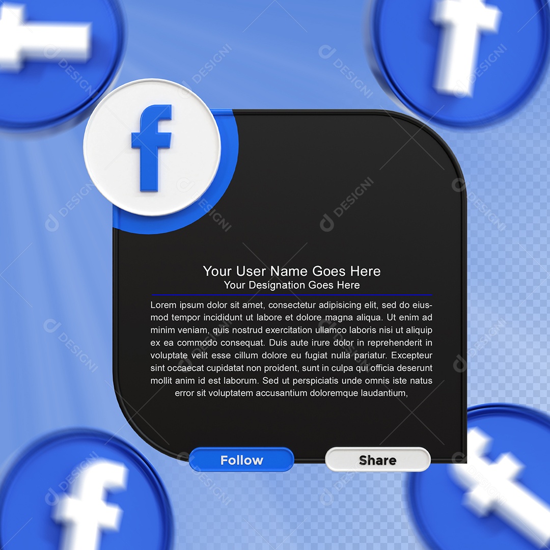 Facebook Elemento 3D Caixa de Texto Para Composição PSD