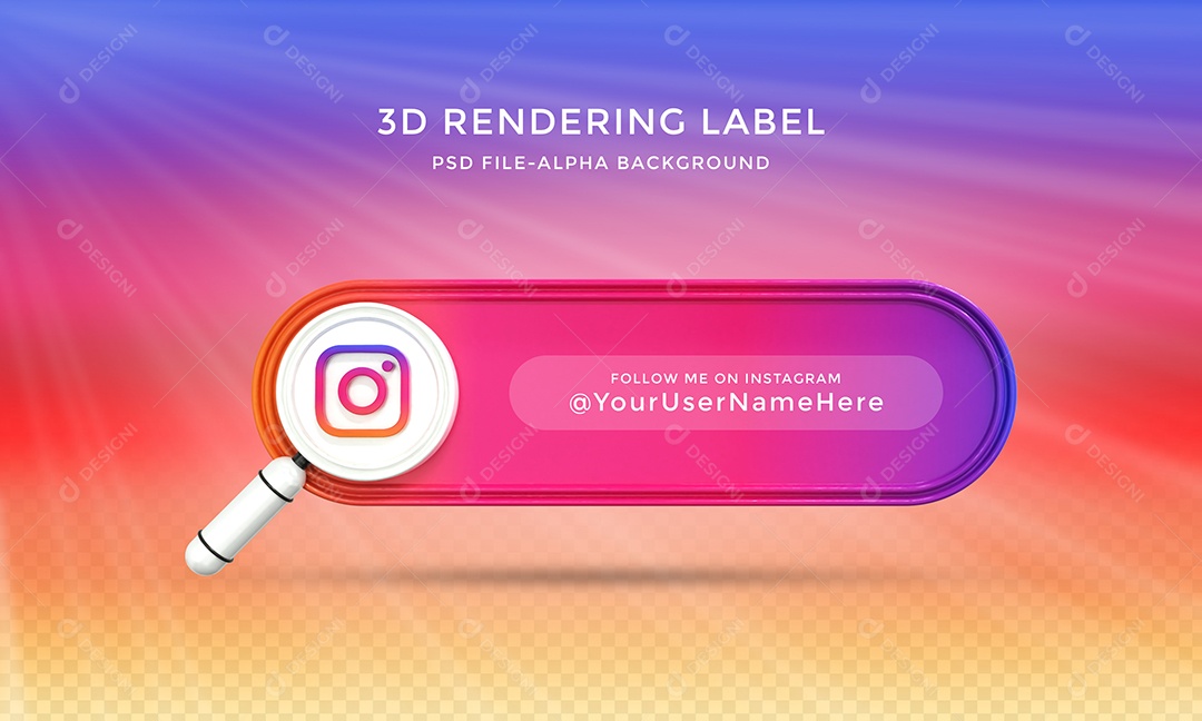 Perfil do Instagram Tag para Redes Sociais Elemento 3D para Composição PSD