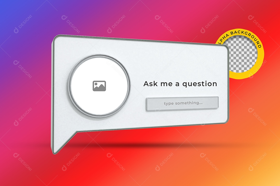 Instagram de Pergunta para Redes Sociais Elemento 3D Para Composição PSD