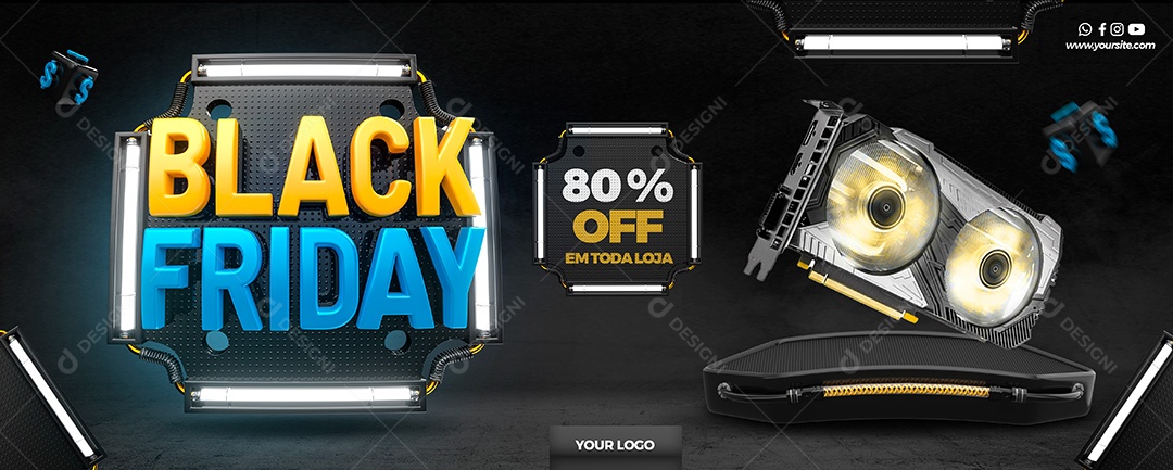 Banner Black Friday 80% Off Em Toda Loja Social Media PSD Editável