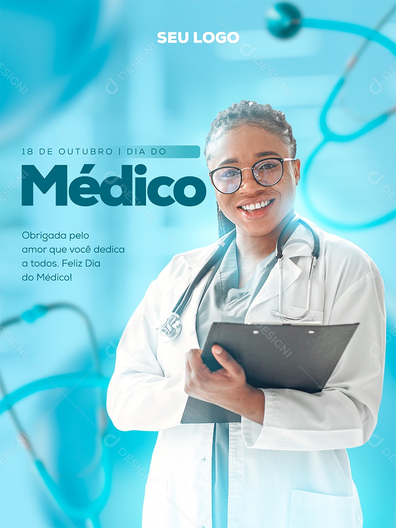 Obrigado Pelo Amor Que Você Dedica a Todos Feliz Dia do Médico Social Media PSD Editável