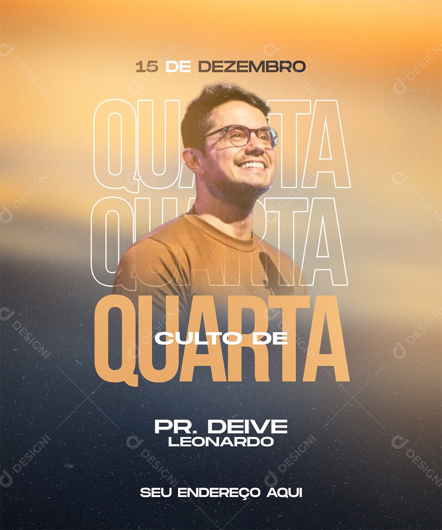 Flyer Culto de Quarta Social Media PSD Editável