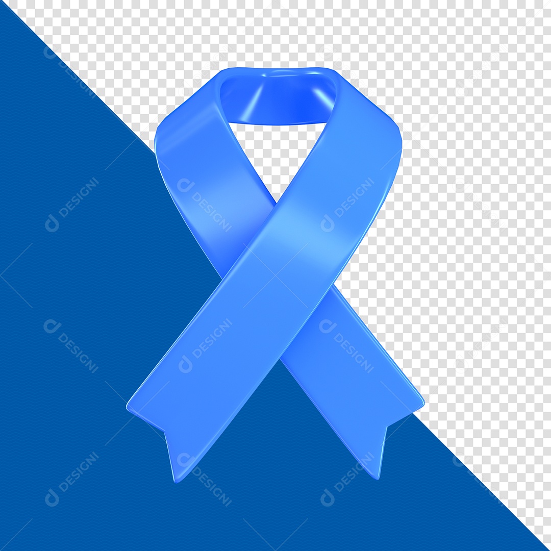 Fita de Novembro Azul Elemento 3D para Composição PSD