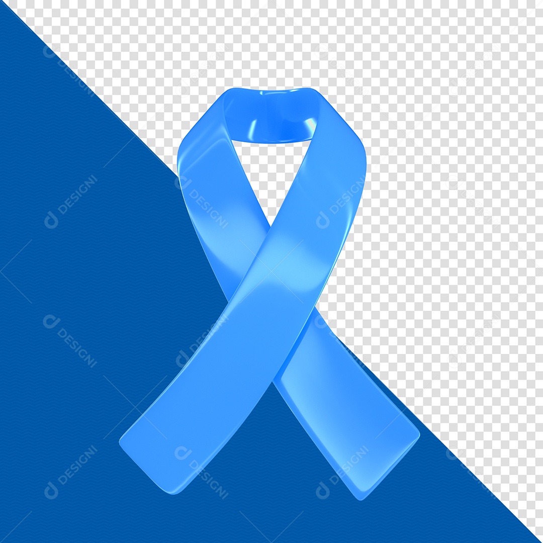 Fita de Novembro Azul Elemento 3D para Composição PSD