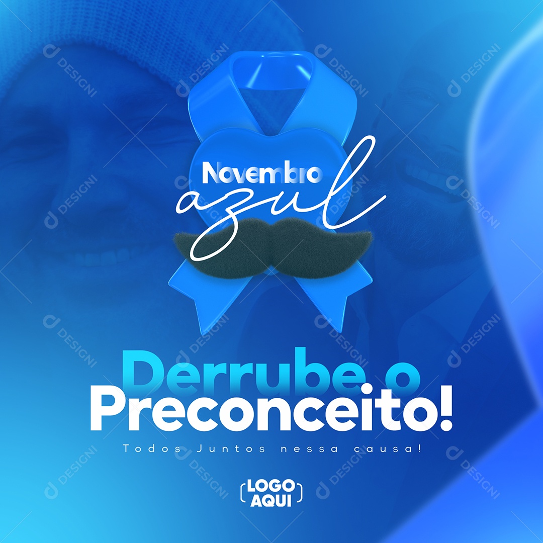 Derrube o Preconceito Todos Juntos Nessa Causa Novembro Azul Social Media PSD Editável